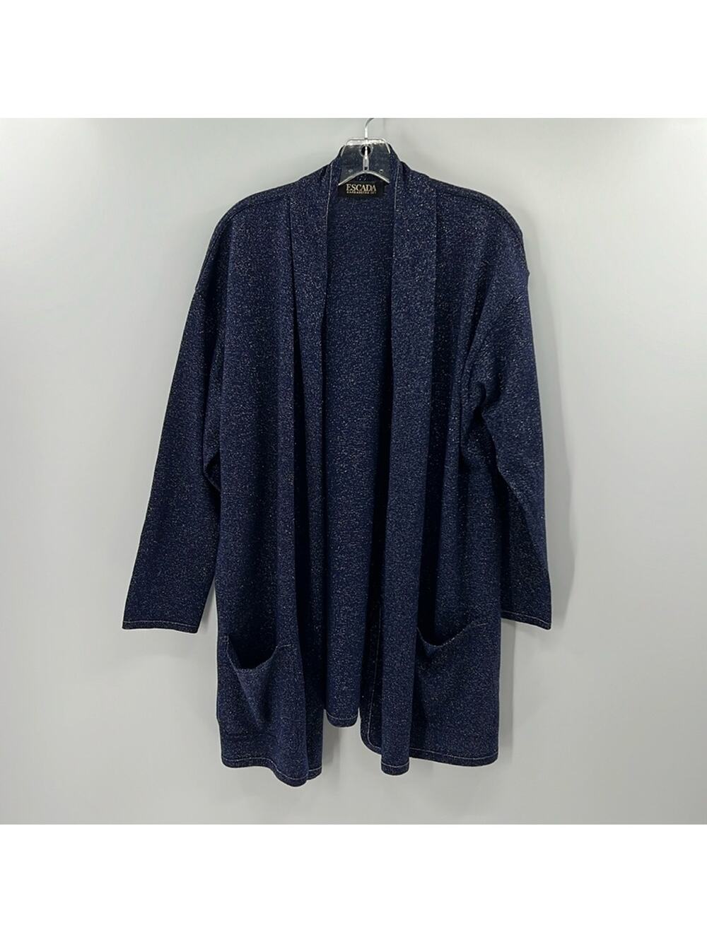 Escada Women's Open Front Metallic Cardigan - Blue/Silver - 40 or US Medium